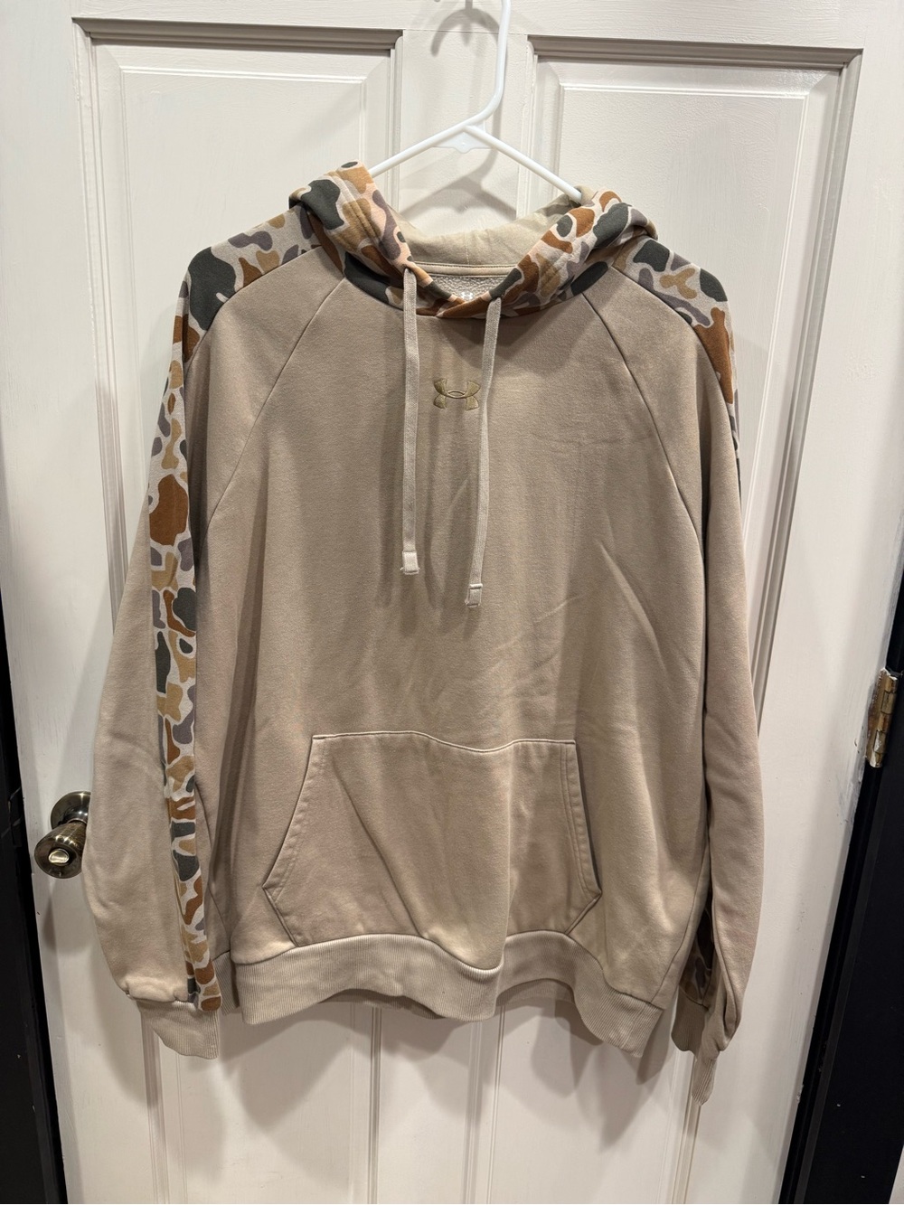 Under Armour Beige Crewneck Hoodie with Camo Trim